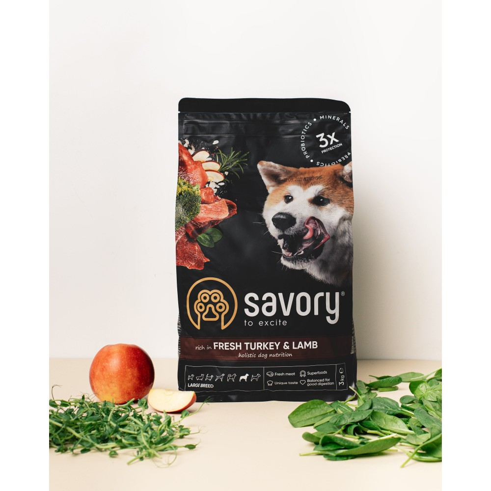Savory Сейворі 3кг д/собак великих порід Ягня індичка