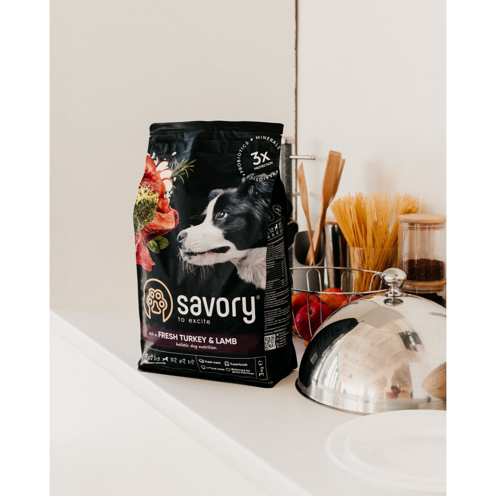 Savory Сейворі 1кг д/собак сред.порід Ягня та індичка