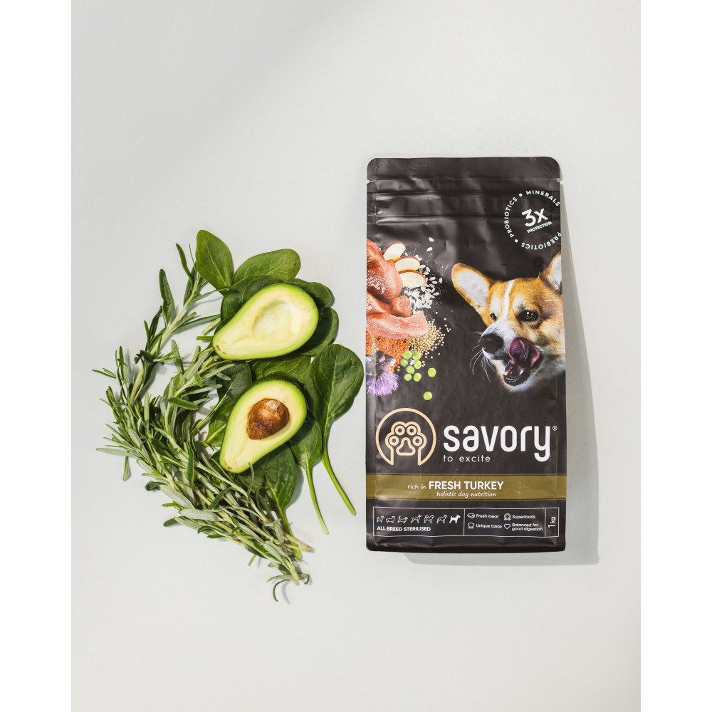 Savory Сейворі 1кг д/собак Стерильні Індичка