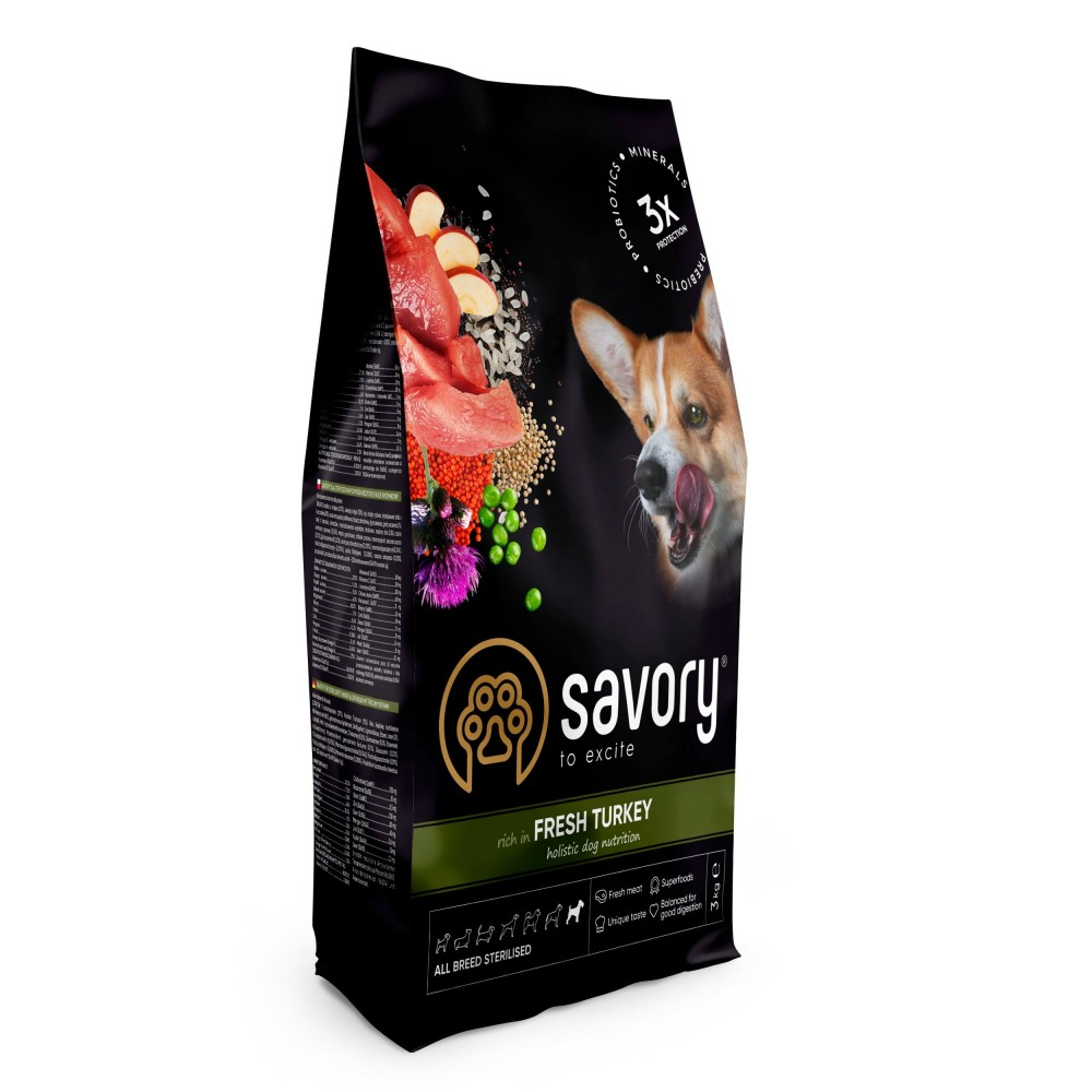 Savory Сейворі 3кг д/собак Стерильні Індичка