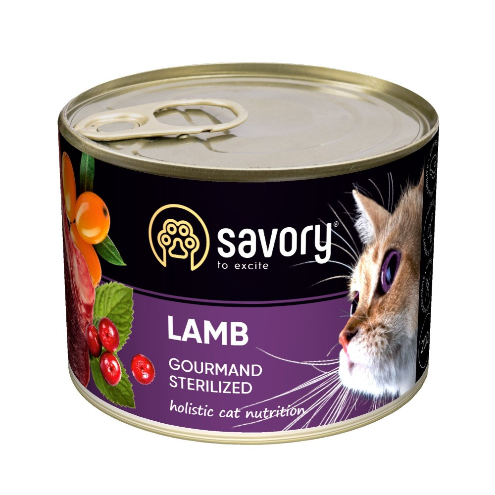 Savory Сейворі конс.200г д/кота Стерильні Ягня