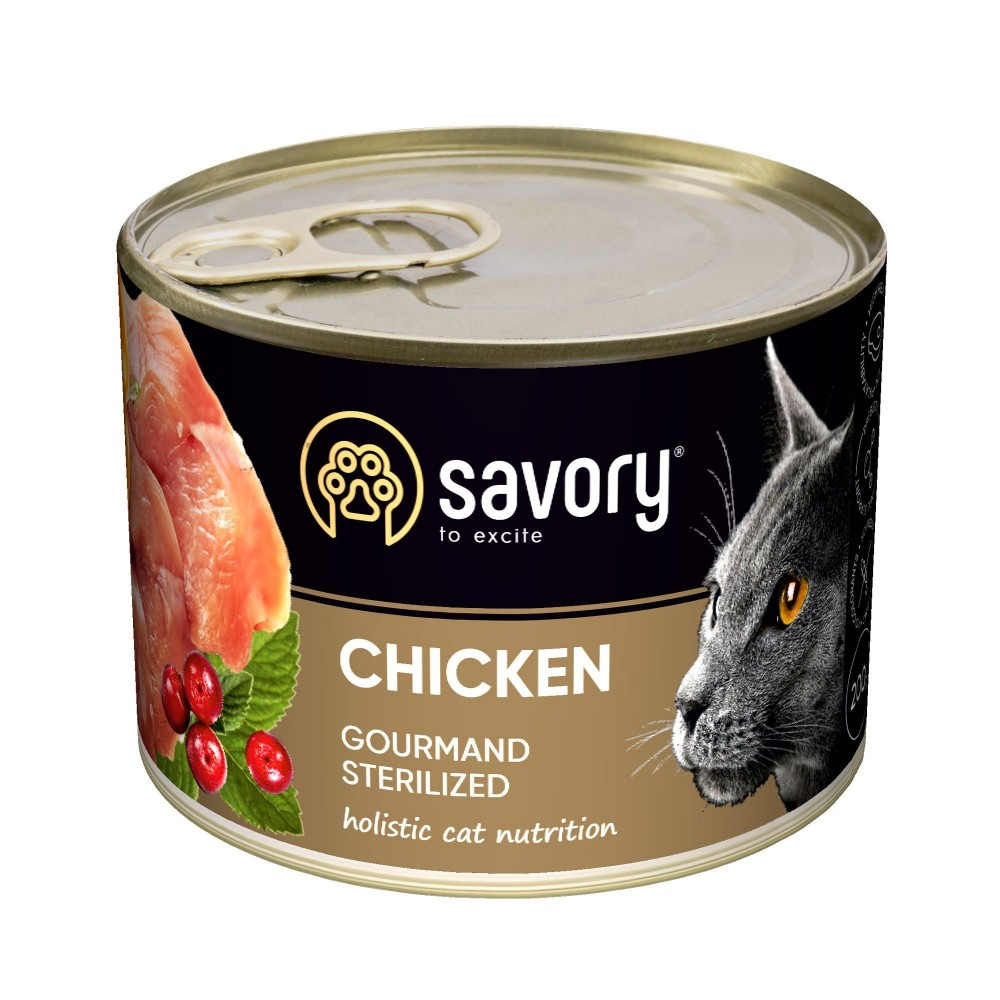 Savory Сейворі конс.200г д/кота Стерильні Курка