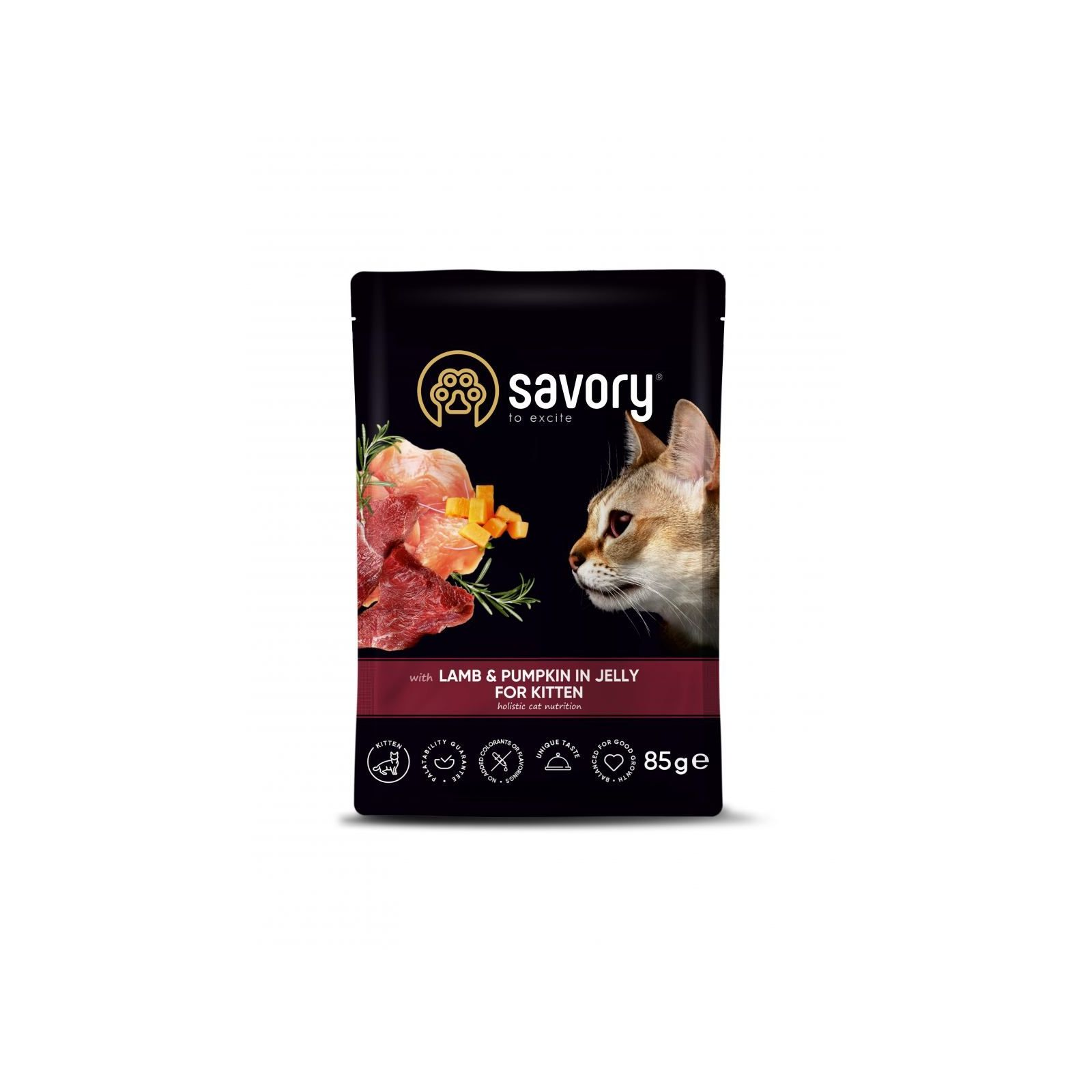 Savory Сейворі пауч 85г д/кошенят Ягня гарбуз желе