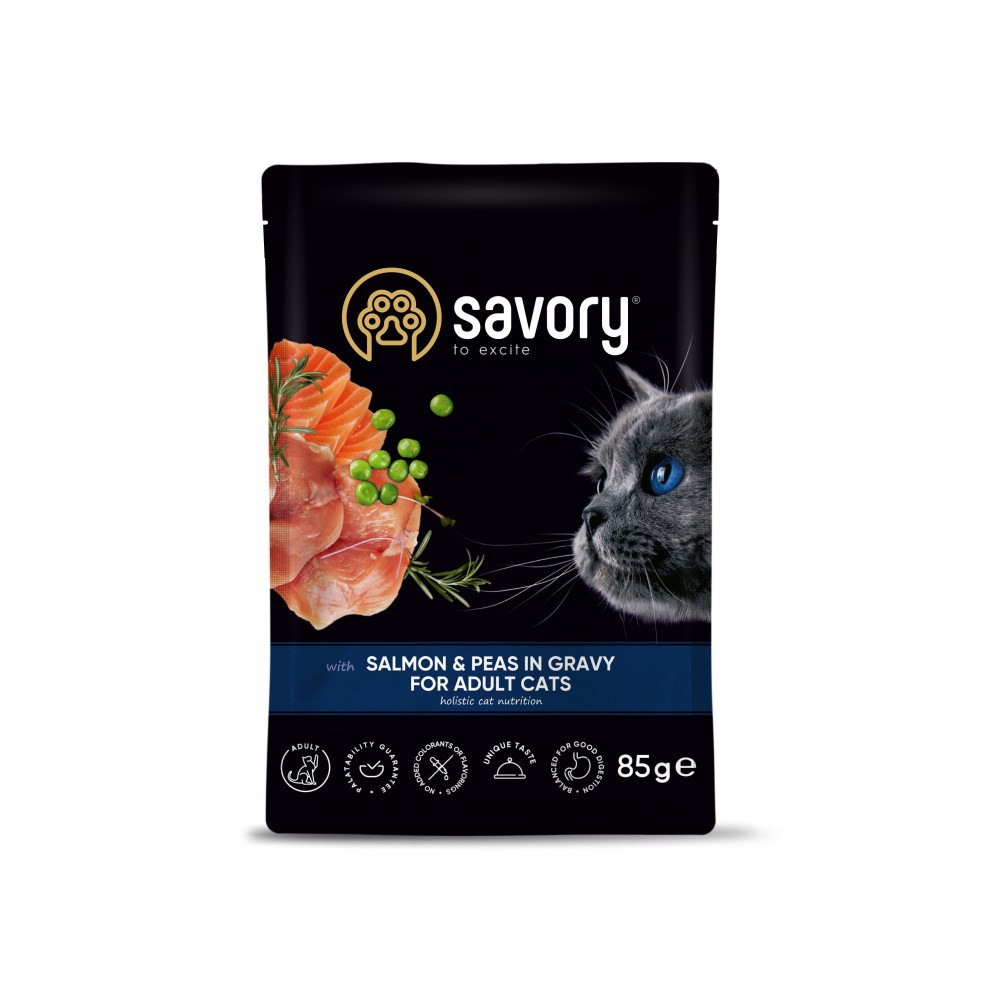 Savory Сейворі пауч 85г д/кота Лосось горох соус