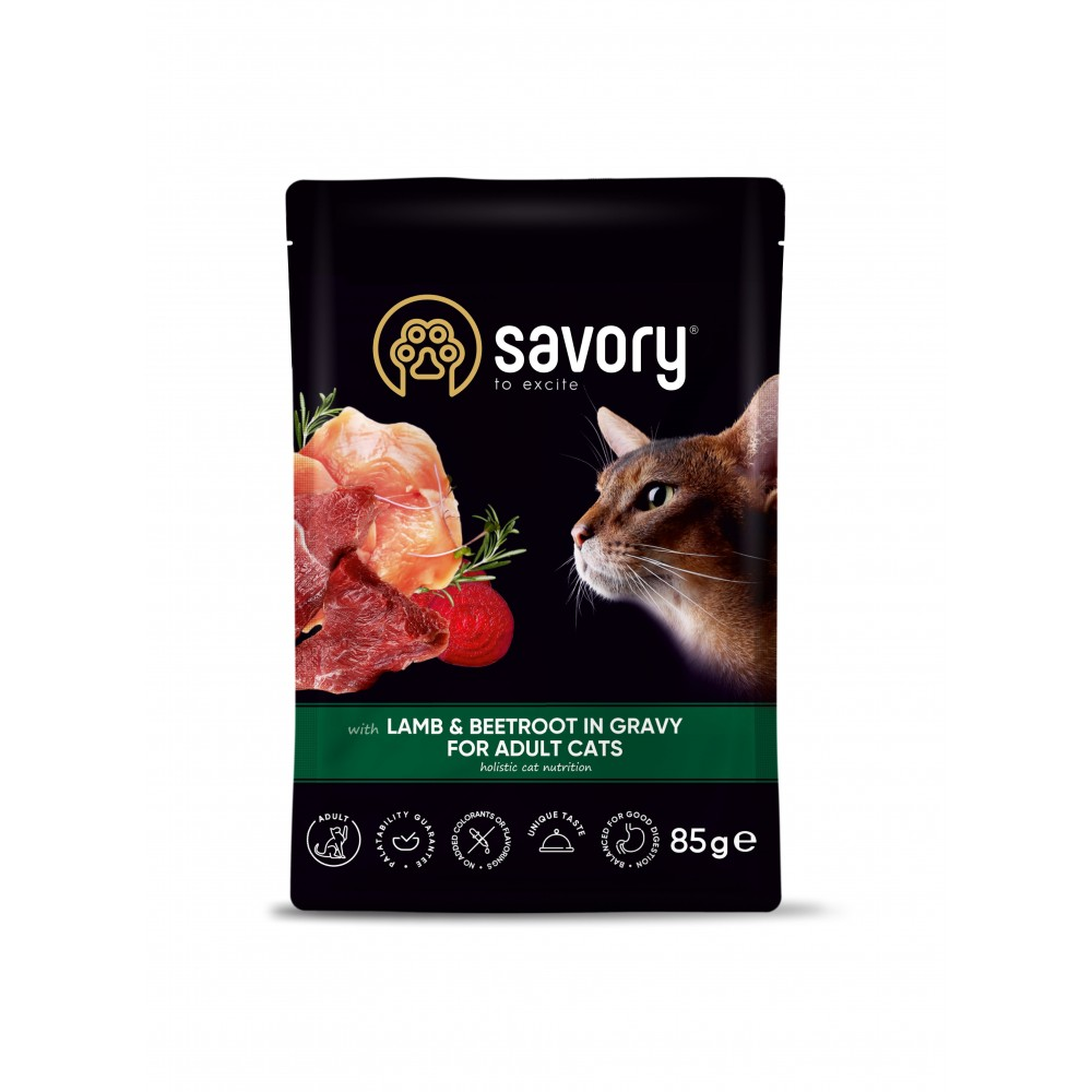 Savory Сейворі пауч 85г д/кота Ягня буряк соус