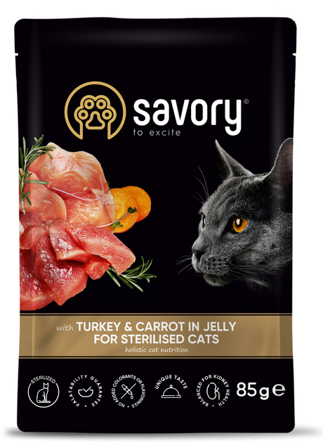 Savory Суйворі набір 3+1 пауч д/кота Індичка морква желе