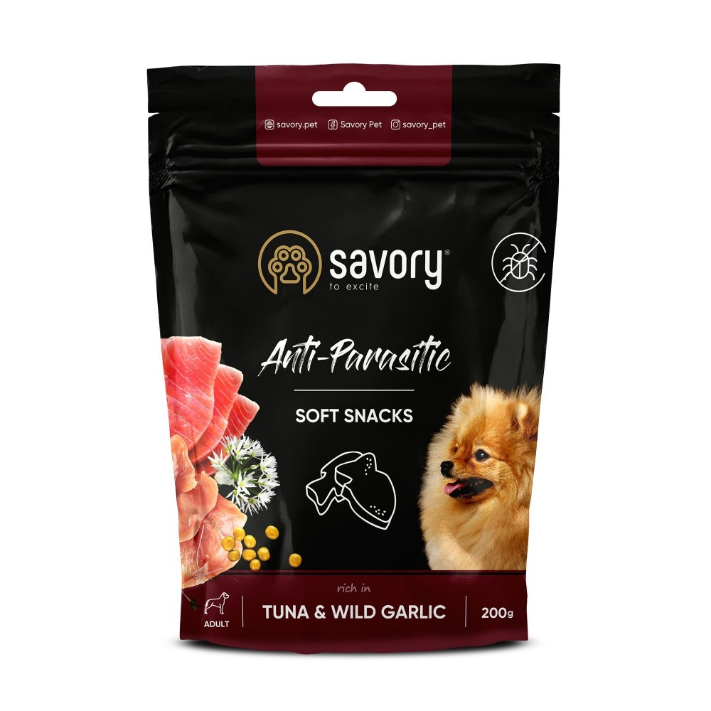 Savory Сейворі Ласощі мякід/собак антипаразитарні Тунець Дикий часник 200г