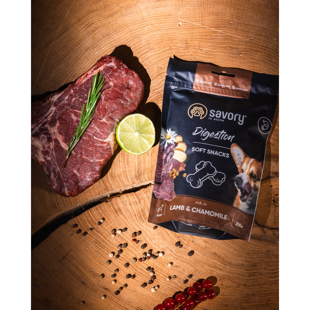 Savory Сейворі Ласощі мякі д/собак покращ.травл. Ягня Ромашка 200г