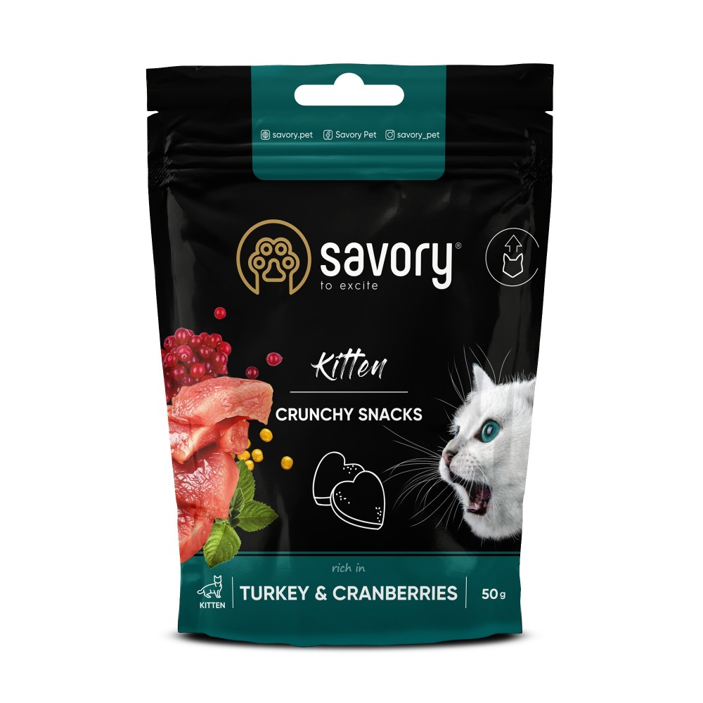 Savory Сейворі ласощі хруст.д/кошенят Індичка журавлина 50г