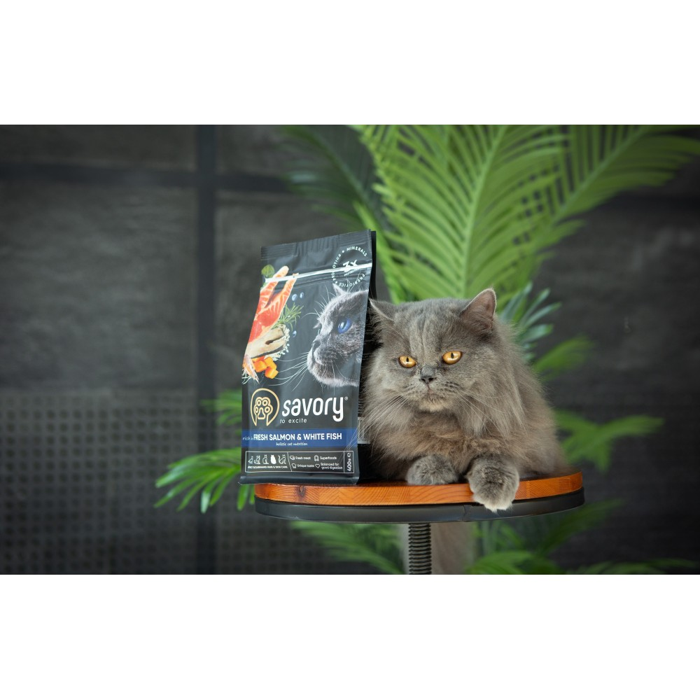 Savory Сейворі 400г д/кота Біла риба для шерсті