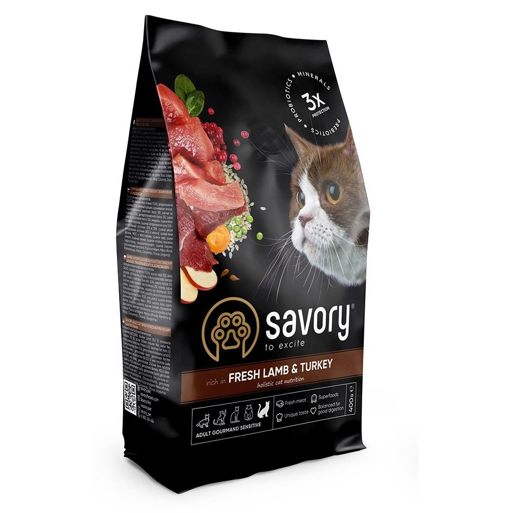 Savorу Сейворі 400г д/кота чутл.трав. Ягня Індичка