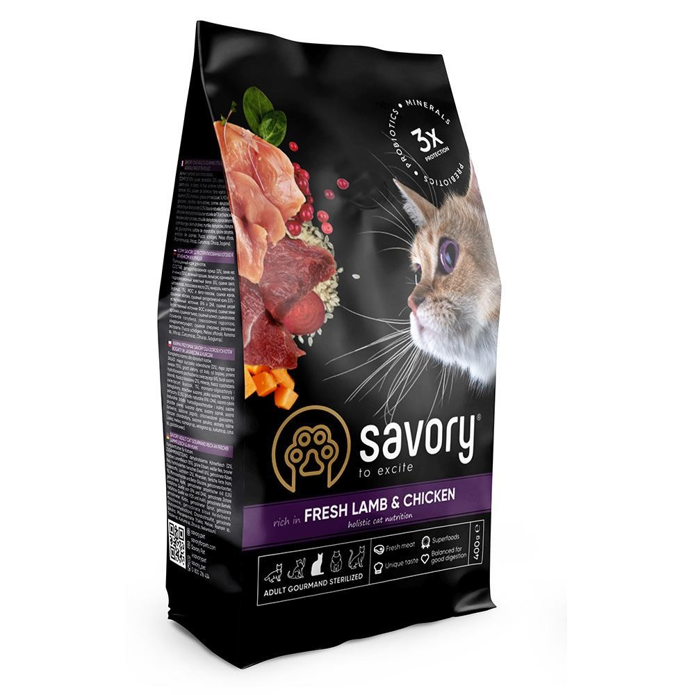 Savorу Сейворі 400г д/кота Стерильні Ягня Курка