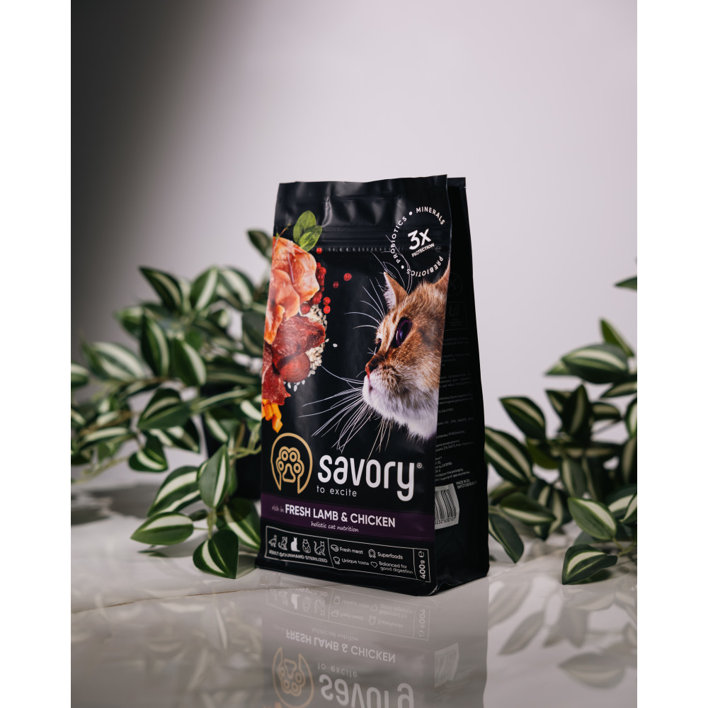 Savorу Сейворі 400г д/кота Стерильні Ягня Курка