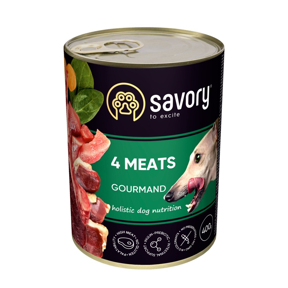 Savory Сейворі конс.400г д/собак 4 мяса