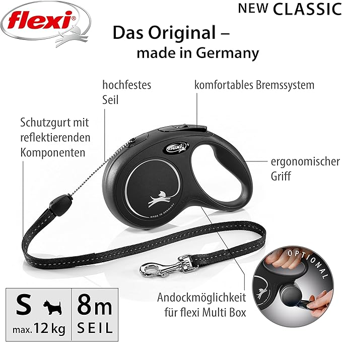 FLEXI  Рулетка  Classic S трос 8м/12кг чорний
