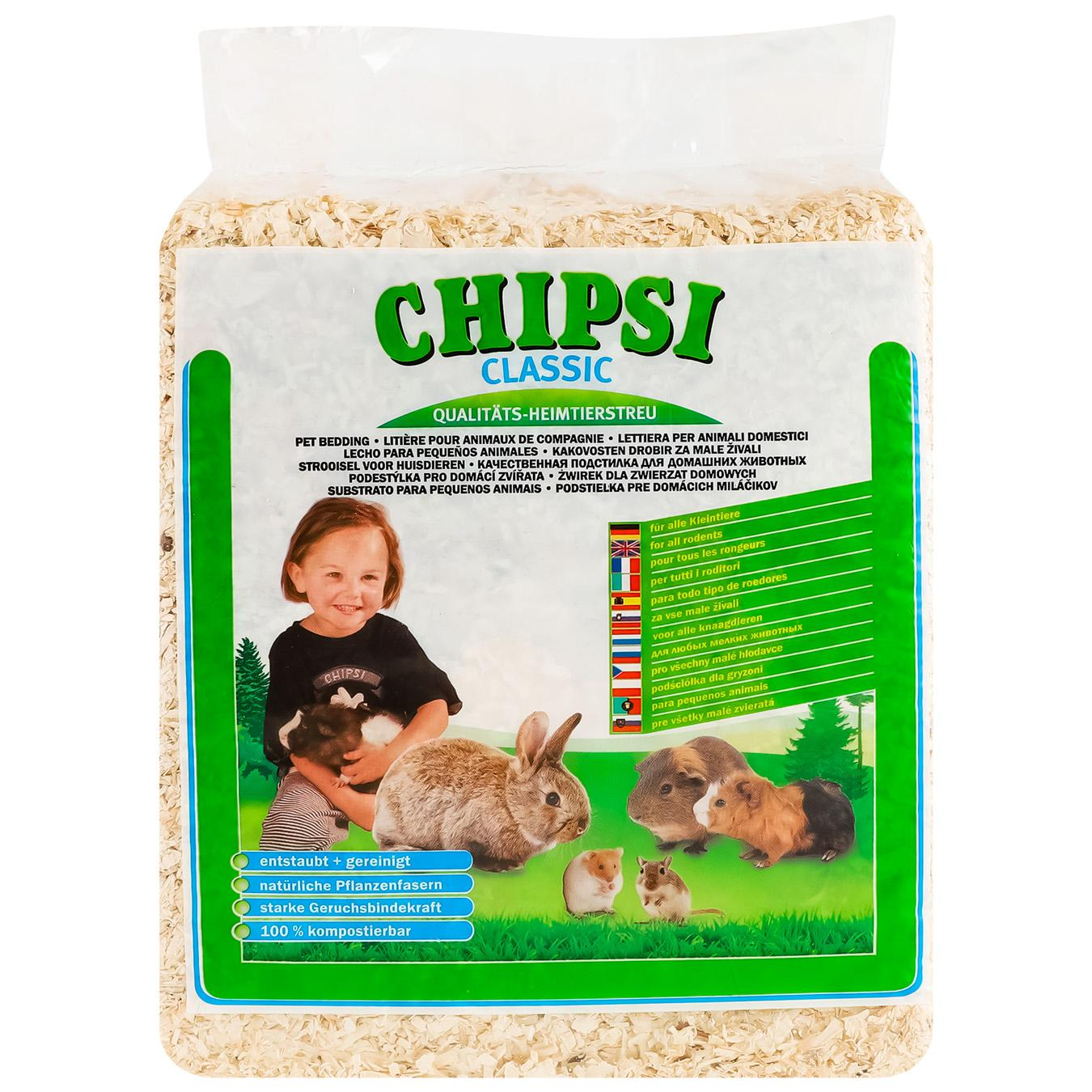 Chipsi Чіпсі Гігієнічний наповнювач Classic Класік для гризунів, тирса 15л/1кг