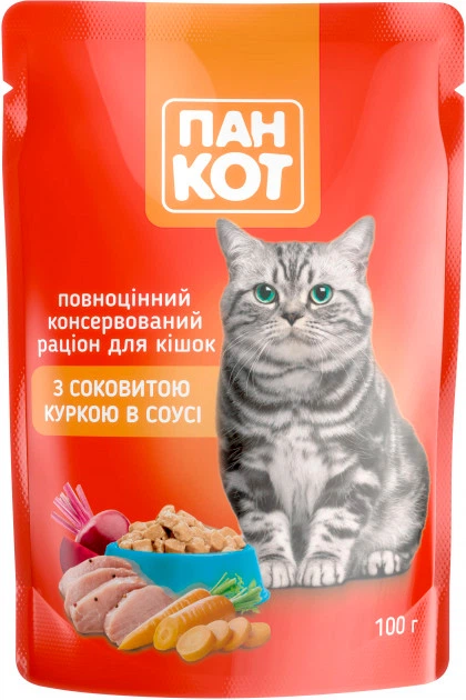 Пан Кот пауч 100г д/кота Курка соус 24шт/уп 1шт