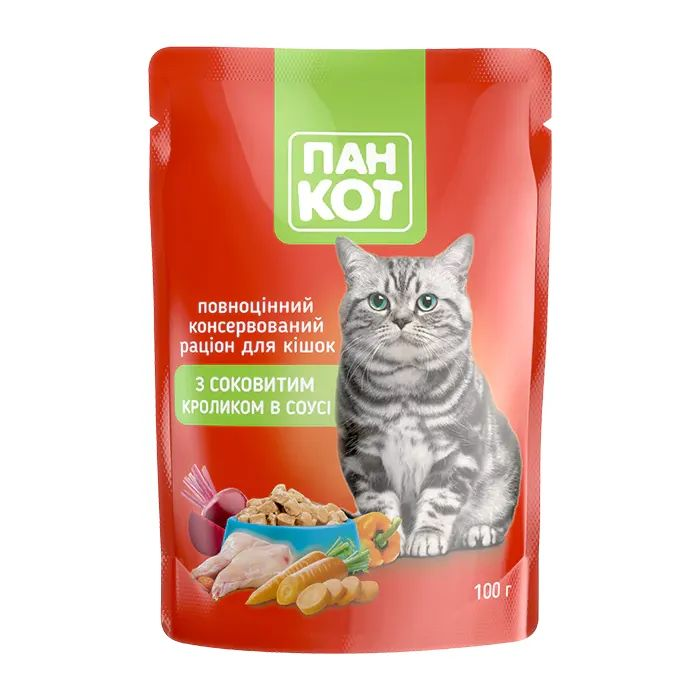 Пан Кот пауч 100г д/кота Дом.птиця та овочі   24шт/уп 1шт
