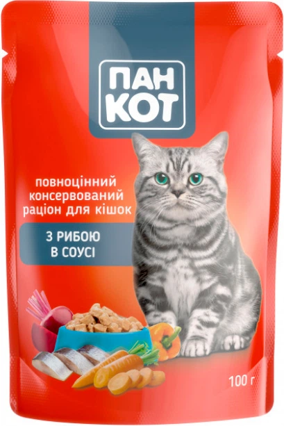 Пан Кот пауч 100г д/кота Риба соус 24 шт/уп 1шт