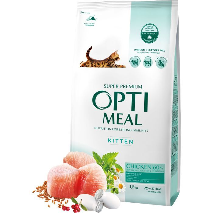 ОптіМіл 1,5кг д/кошенят Курка