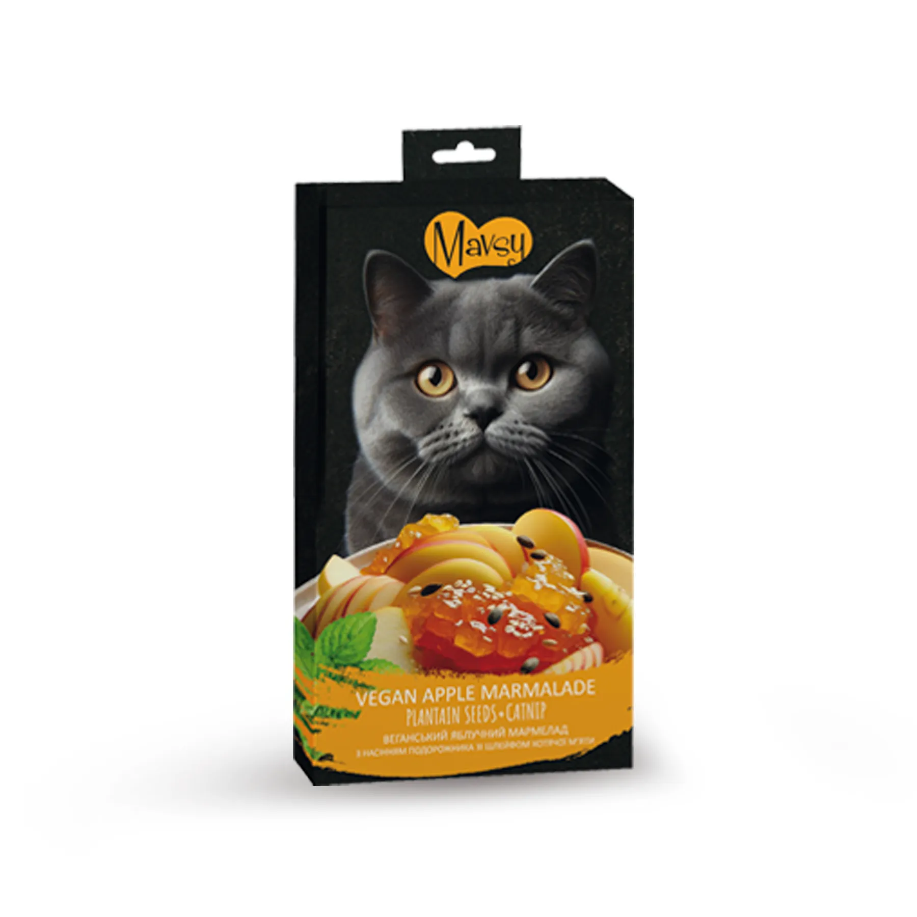 Mavsy/Мавси ласощі д/кота Крем снек яблуч.мармелад та насін.подорожника 5x15 г 1шт