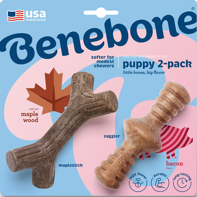 Benebone погризушка з США нейлону 2 пари папі дерево/бекон до 7кг Бекон