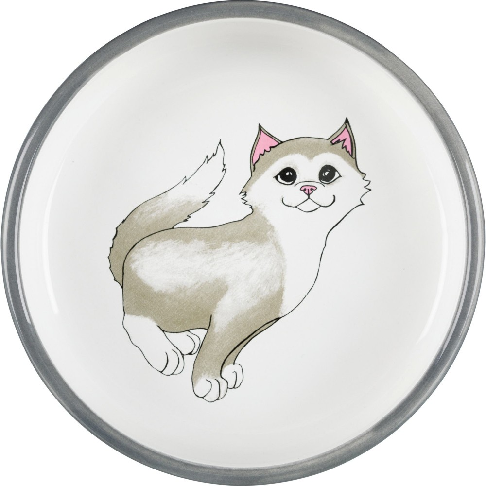 Миска д/кота коротконосих порід сіра/біла 15см 300мл