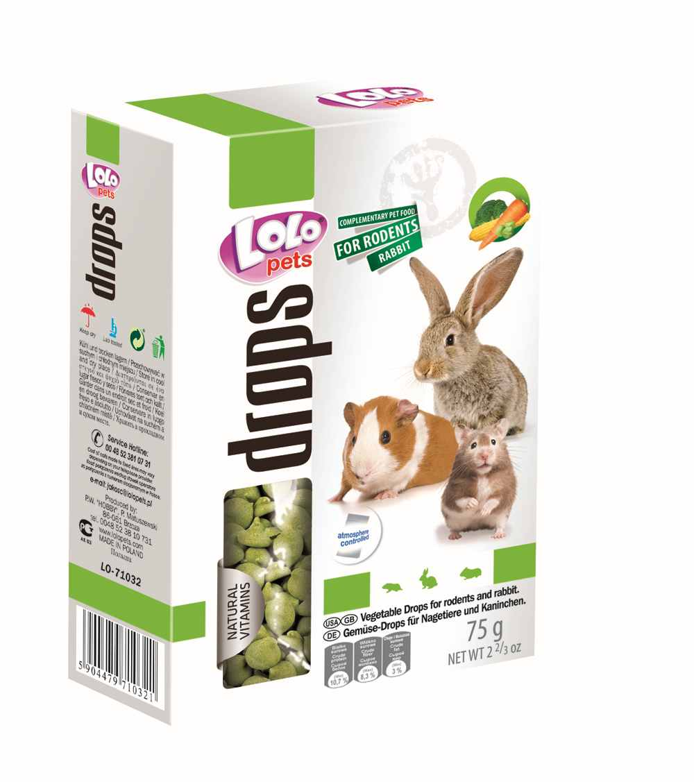 Ласощі Lolo Pets Дропси Овочі для гризунів Лоло Петс 75 г