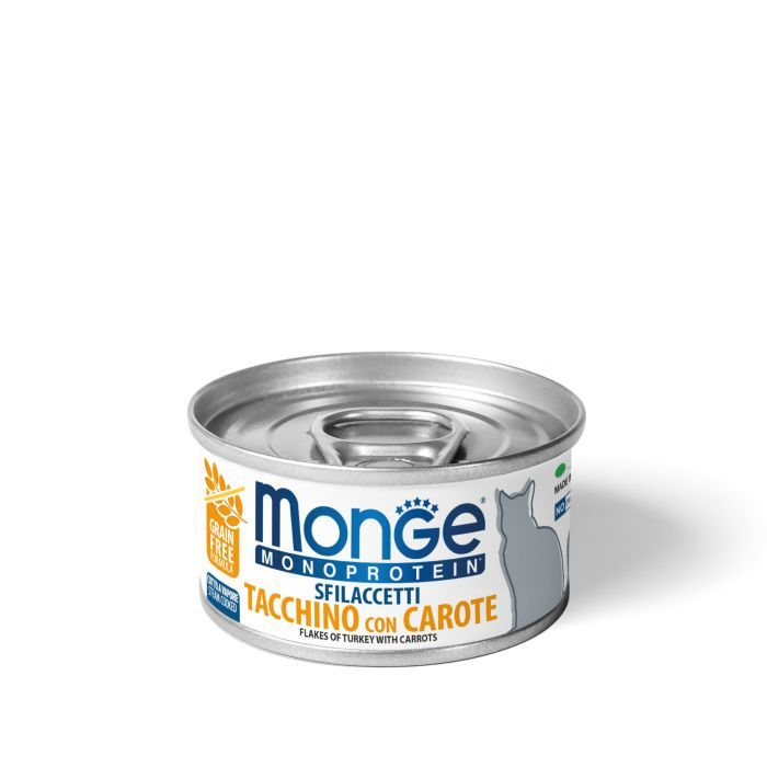 Monge MONOprotein кот/конс 80г мясні пластівці індичка/морква