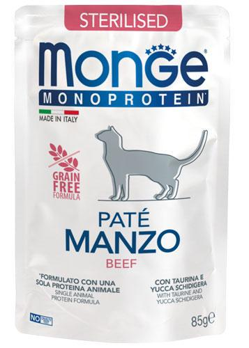 Monge MONOprotein кот/ пауч 85г стерилізед з яловичиною