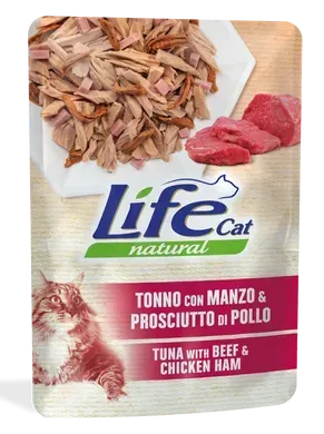 LifeCat кот/конс 70г Le Ricette шматочки тунець/яловичина/шинка