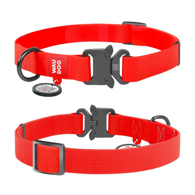 Нашийник WauDog д/собак waterproof ш20мм/28-40см червоний
