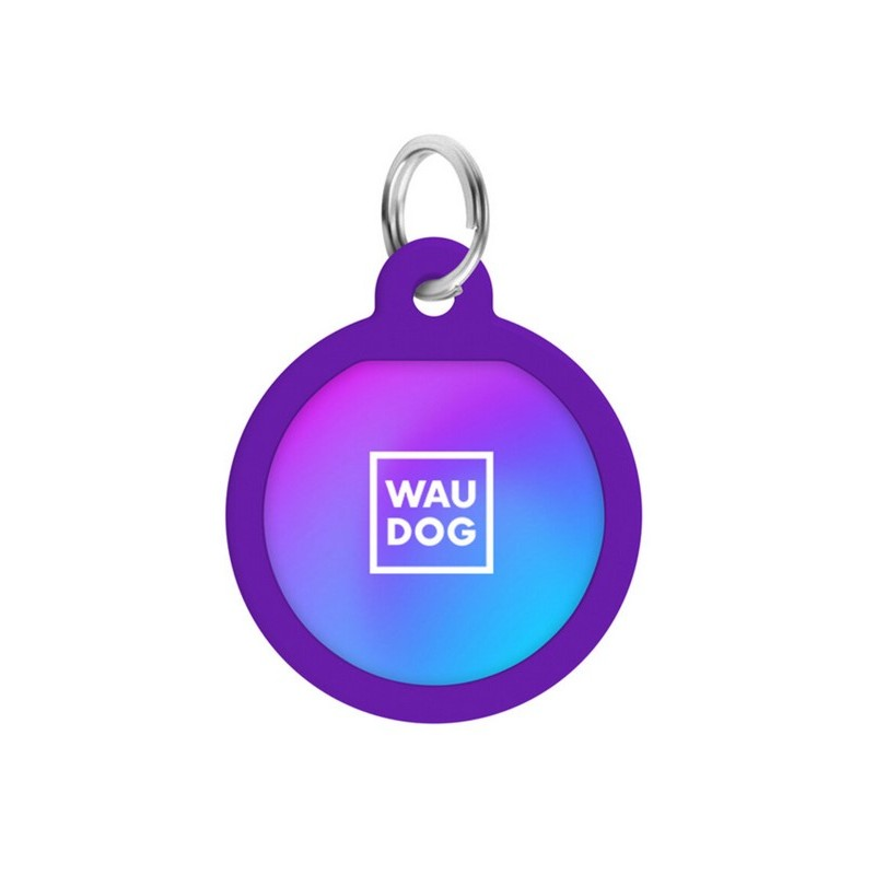 WauDog Адресник д/собак та котів метал.з QR кодом коло Градієнт фіалетовий 30мм