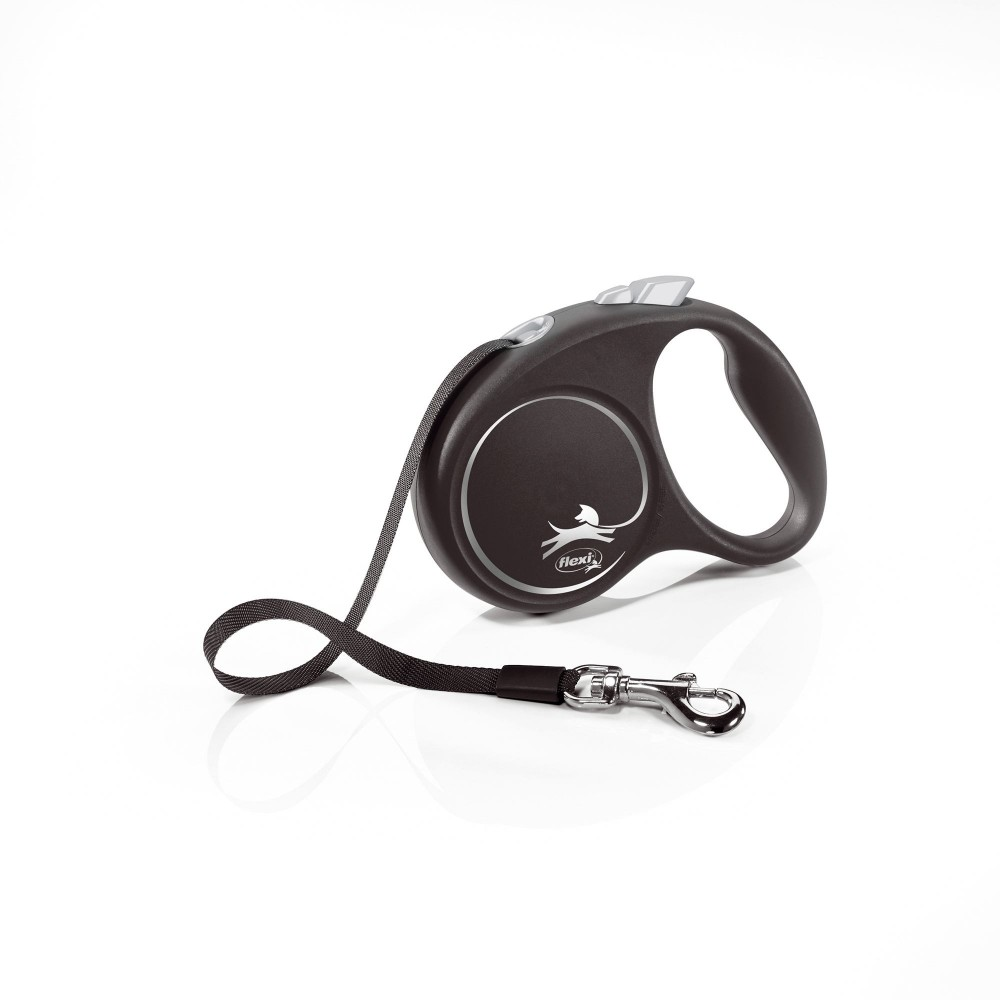 FLEXI Рулетка  Black Design S стрічка 5м/15кг сріблястий