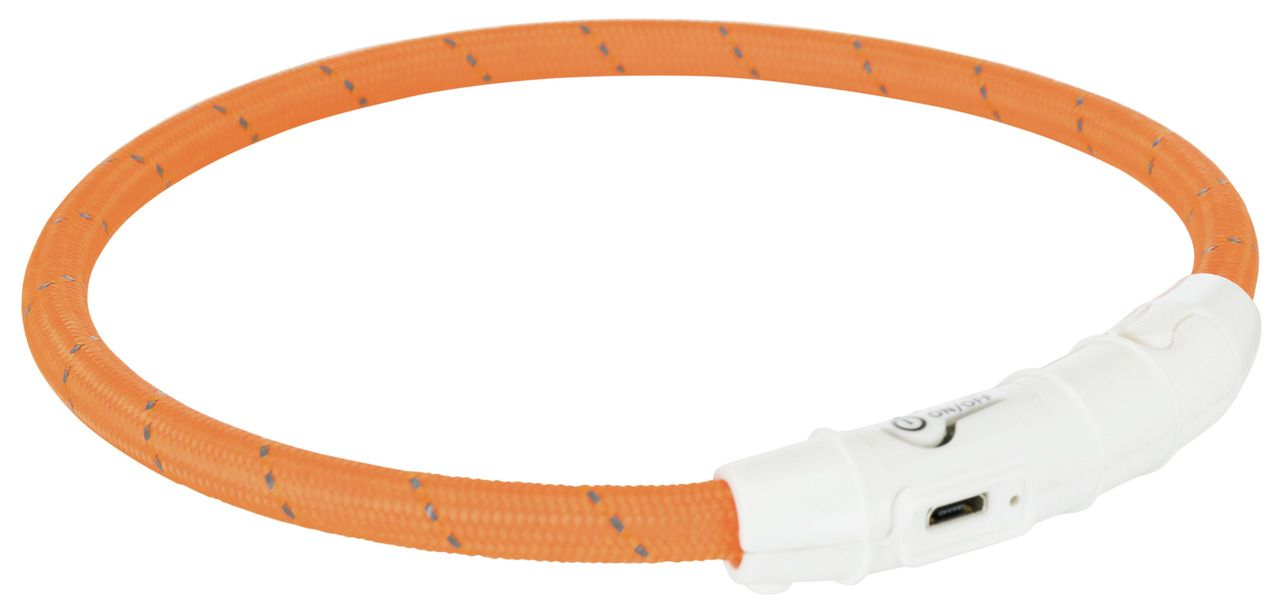 Нашийник д/собак з підсвічуванням USB помаранч M-L 45см/7мм