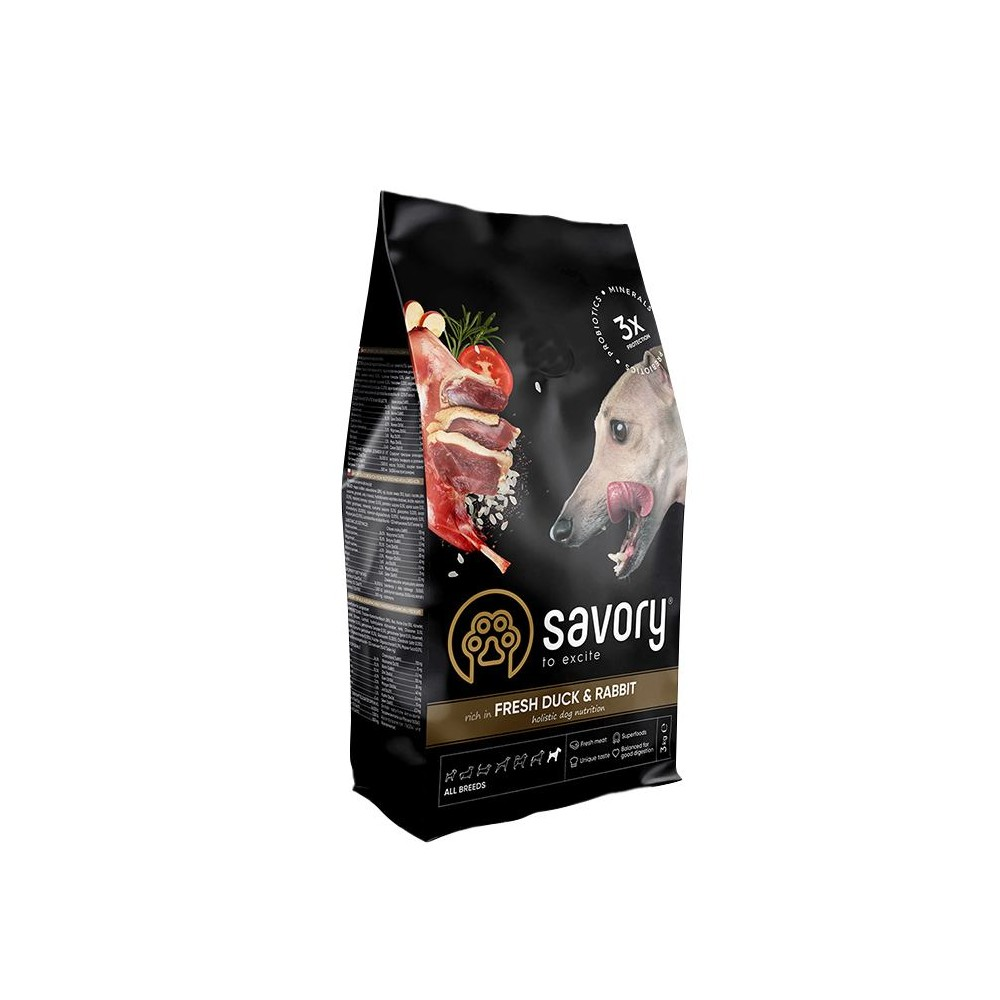 Savory Сейворі 3кг д/собак всіх порід Качка та кролик   арт 30174