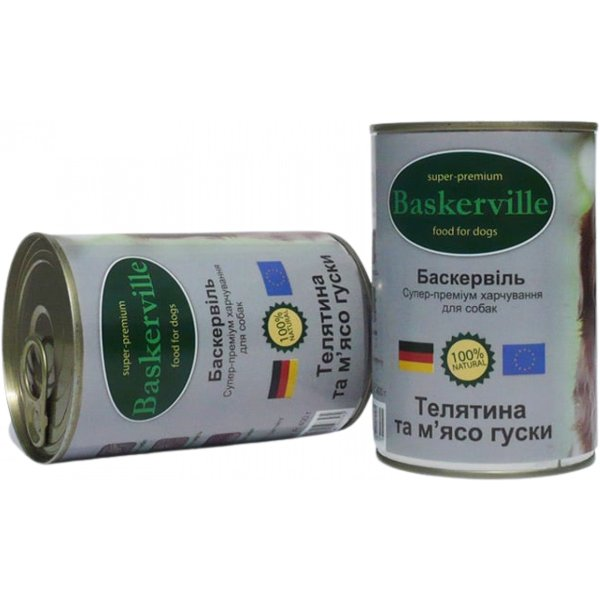 Baskerville Баскервіль конс.400г д/собак  Телятина та мясо Гуски