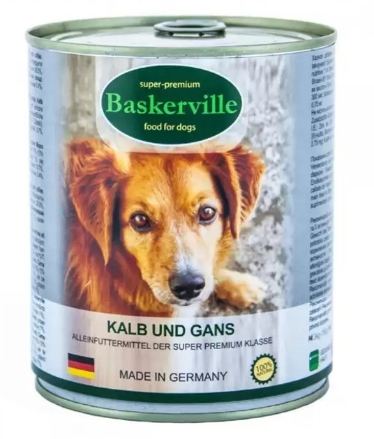 Baskerville Баскервіль конс.800г д/собак Телятина мясо гуски
