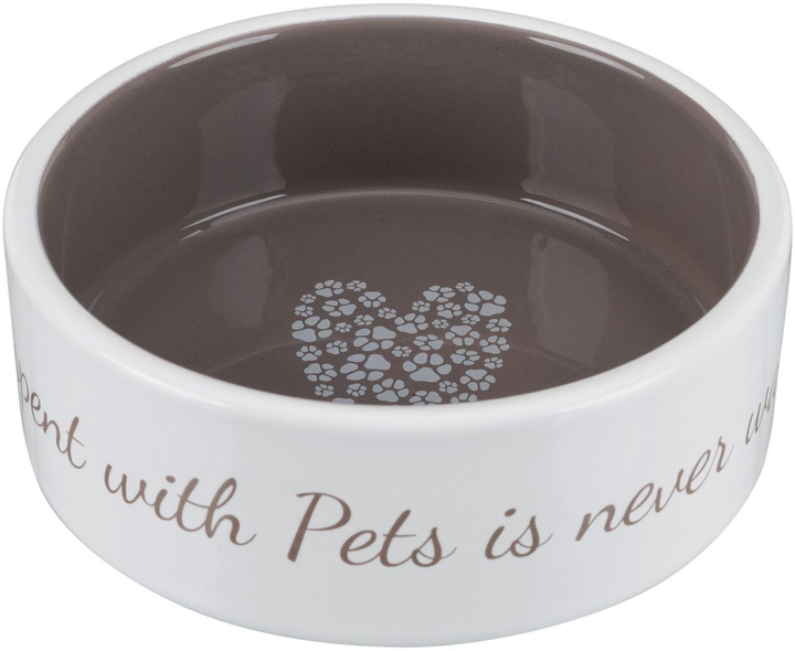 Миска керамічна д/собак Pets Home 0.3л/12cм, крем/серый