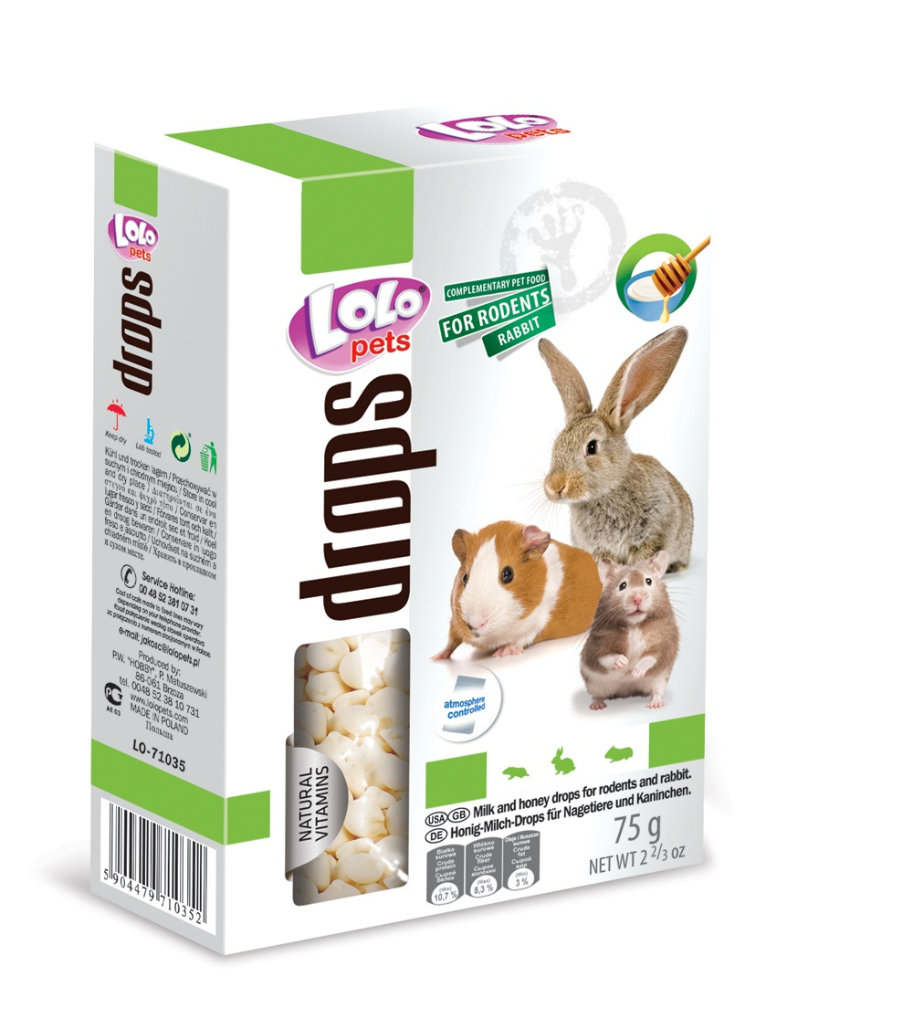 Ласощі Lolo Pets Дропси Молоко і мед для гризунів Лоло Петс 75 г