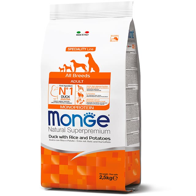 Monge MONOptotein соб/сух 2,5кг всі породи качка/рис/картопля