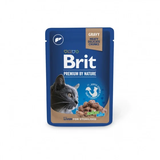 Brit Premium кот/пауч для стерилізованих печінка в соусі