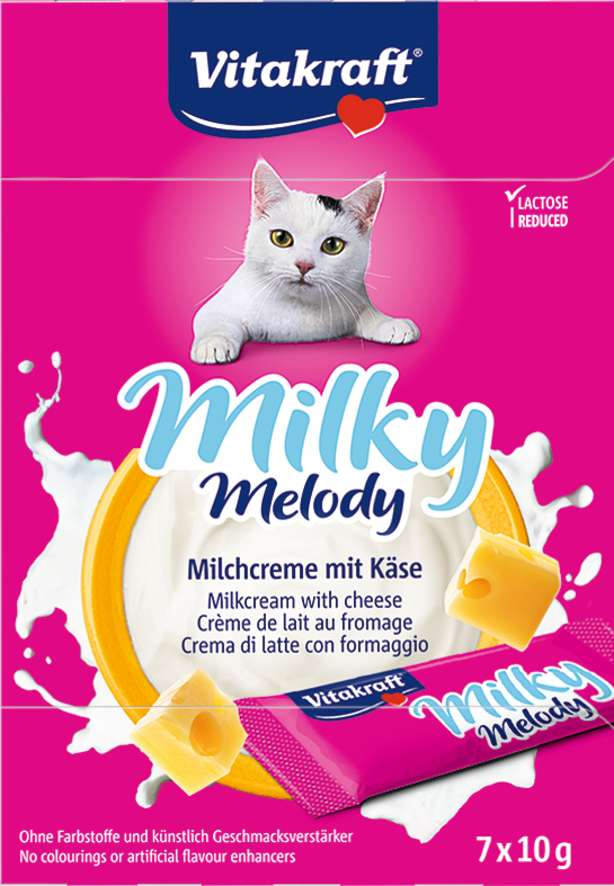 Крем-снек Milky Melody Cheese 7*70гр. З вершками та сиром для котів, знижений вміст лактози для котів