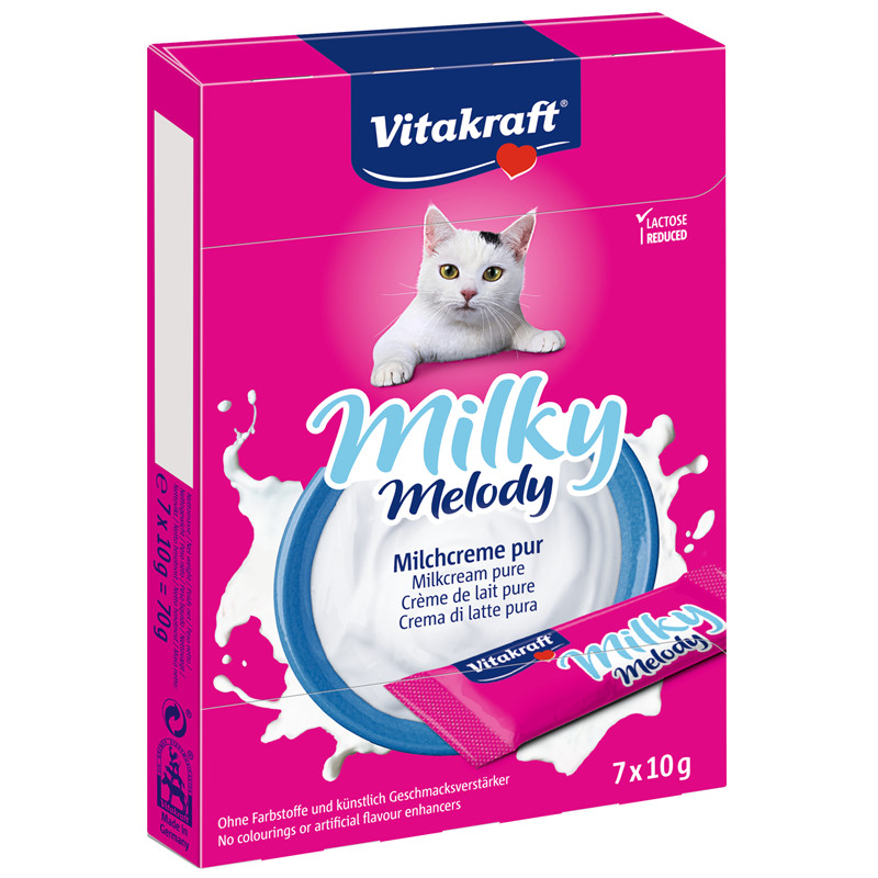 Крем-снек Milky Melody Pur 7*70гр. З вершками для котів, знижений вміст лактози для котів