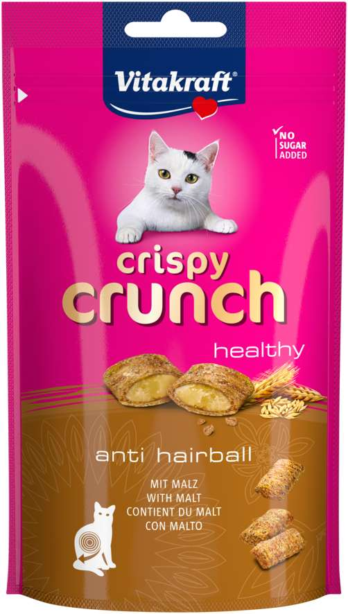 Ласощі хрусткі Crispy Crunch Malt 60гр. З кремовою начинкою та солодом для котів від волосяних грудочок