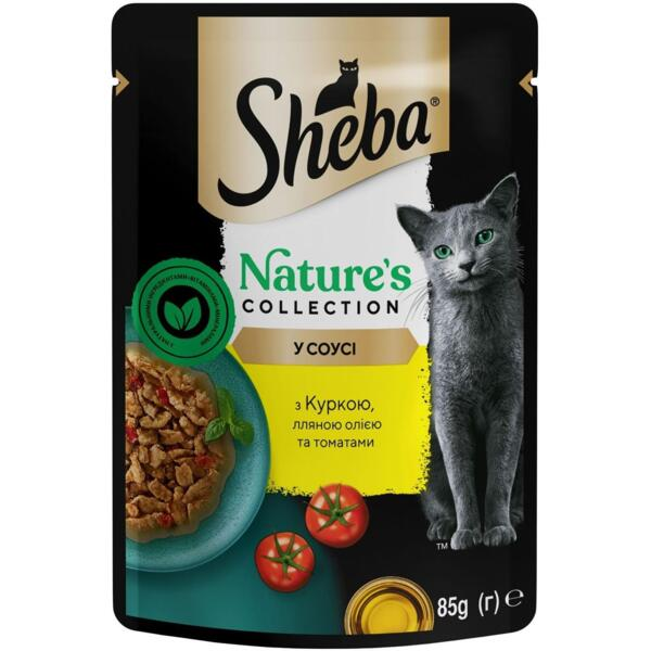 Шеба пауч 85г д/кота Курка,томат,лляна олія соус 28шт/уп 1шт