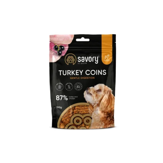 Джерки Savory Puppy Coins With Turkey, монетки для цуценят з індичкою 100г