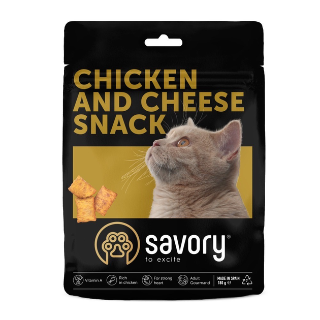 Savory Сейворі Ласощі хрумкі д/кота подушечки з куркою та сиром 180г