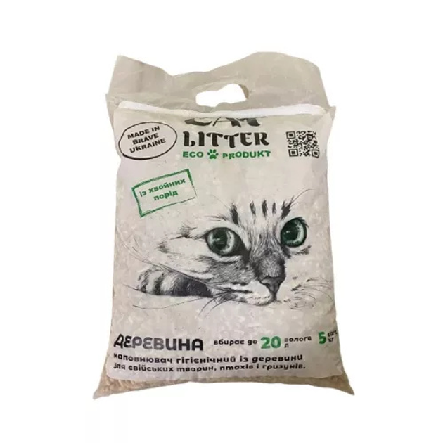 Cat Litter КетЛітер  деревний наповнювач (темний) 5 кг