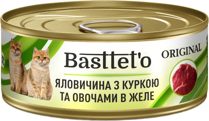 Bastteto Original конс.85г д/кота Яловичина,курка та  овочі